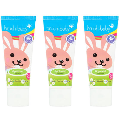 BrushBaby Applemint flavoured toothpaste for your gums between 0 3 years best childrens toothpaste value pack